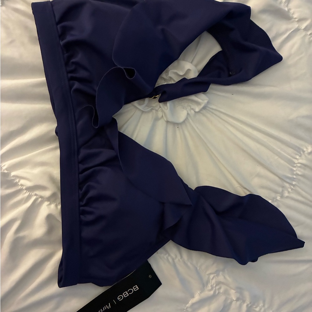 Navy Ruffled Bikini Top